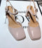 Summer Retro Square Toe Slingback Pump Block Heels
